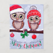 Süßes Owl zu Weihnachten Postkarte (Vorderseite)