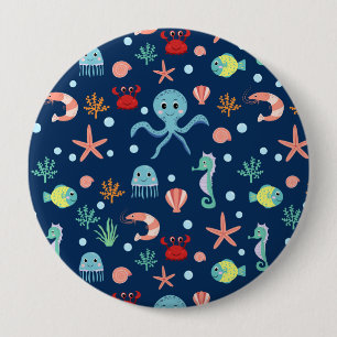 Süßes Ozean-Meeresleben-Muster Button