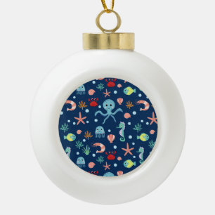 Süßes Ozean-Meeresleben-Muster Keramik Kugel-Ornament