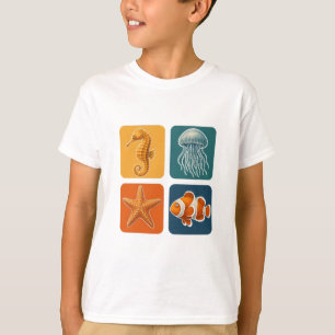Süßes Ozean-Meeresleben-Muster - Seepferdchen, Qua T-Shirt