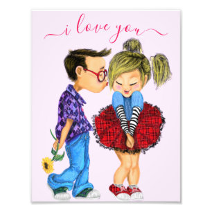 Süßes Paar Kuss Ich liebe dich - Benutzerdefiniert Fotodruck