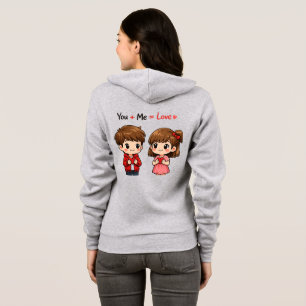 Süßes Paar Liebes Hoodie – Du + Ich = Liebe Romant