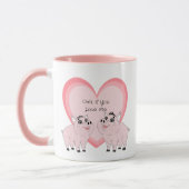 Süßes Paar rosa Schweinchen Tasse (Links)