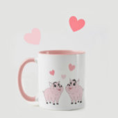 Süßes Paar rosa Schweinchen Tasse