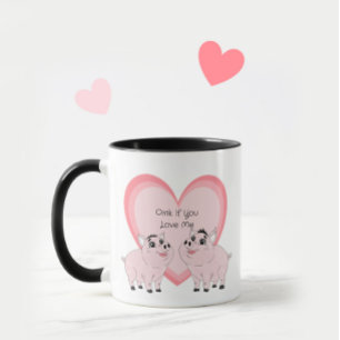 Süßes Paar rosa Schweinchen Tasse