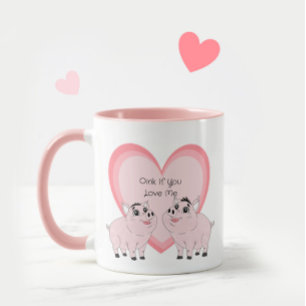 Süßes Paar rosa Schweinchen Tasse