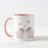 Süßes Paar rosa Schweinchen Tasse (Links)