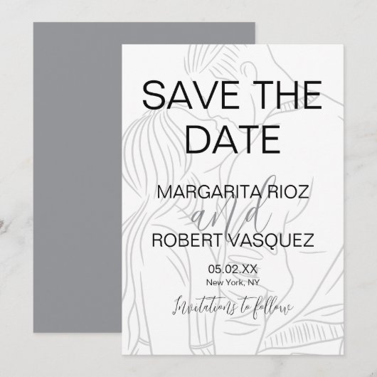 Süßes Paar Skript Save the Date Einladung (Vorne/Hinten)