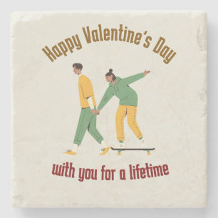 Süßes Paar Valentinstag Steinuntersetzer