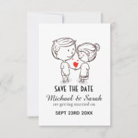 Süßes Paar Zeichnung Save-the-Date-Hochzeit