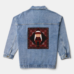 Süßes palästinensisches Mädchen Stickerei rote Tat Jeansjacke
