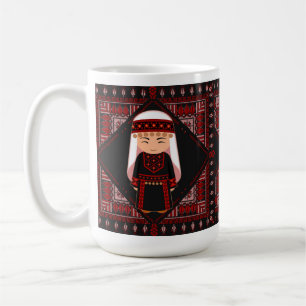 Süßes palästinensisches Mädchen Stickerei rote Tat Kaffeetasse