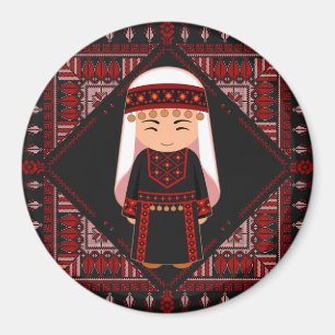 süßes palästinensisches Mädchen Stickerei rote tat Magnet