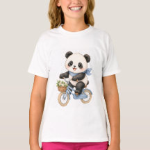 Süßes Panda-Bär-Radtour auf Blauem Fahrrad Mädchen