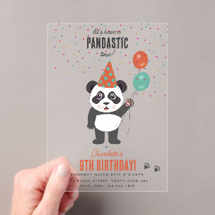 Süßes Panda-Bär-Thema Kawaii-Kinder-Geburtstagsfei Acryleinladungen