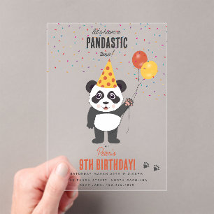 Süßes Panda-Bär-Thema Kawaii-Kinder-Geburtstagsfei Acryleinladungen