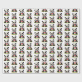 Süßes Panda-Bärchen-Valentins-Fliesenmuster  Geschenkpapier (Flach)