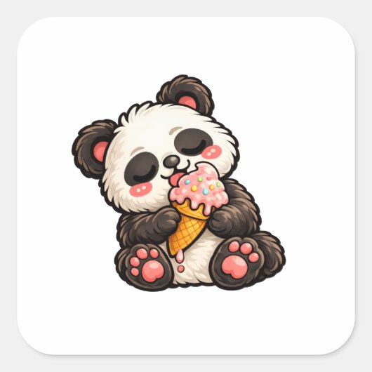 Süßes Panda-Eis Quadratischer Aufkleber (Vorderseite)