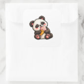 Süßes Panda-Eis Quadratischer Aufkleber (Tasche)
