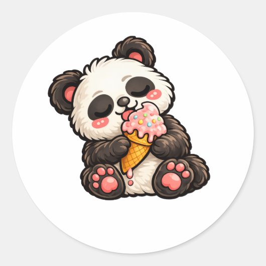 Süßes Panda-Eis Runder Aufkleber (Vorderseite)