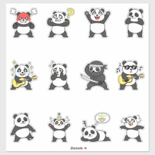 Süßes Panda-Emoji-Sticker-Pack Aufkleber (Blatt)