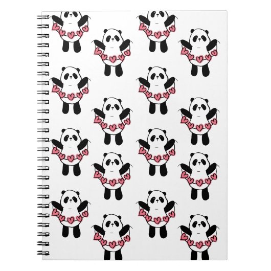 Süßes Panda-Herzen-Muster Notizblock (Vorderseite)