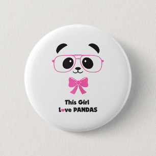 Süßes Panda-liebendes Mädchen Lustige Gles Schleif Button