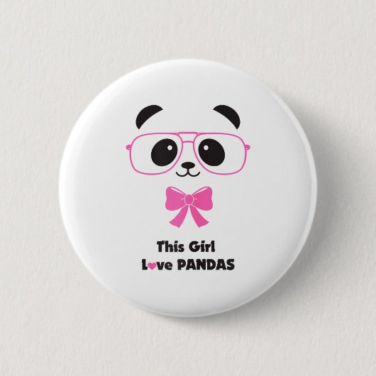 Süßes Panda-liebendes Mädchen Lustige Gles Schleif Button (Vorderseite)
