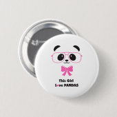 Süßes Panda-liebendes Mädchen Lustige Gles Schleif Button (Vorne & Hinten)