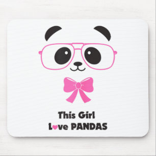 Süßes Panda-liebendes Mädchen Lustige Gles-Schleif Mousepad