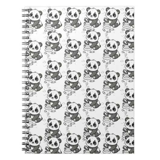 Süßes Panda-Malvorlagenmuster Notizblock (Vorderseite)