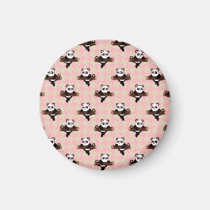 Süßes Panda-Muster auf Rosa – Kawaii nahtlos  Magnet