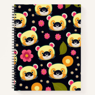 Süßes Panda-Nahtlos-Muster-Notizbuch – 21,59 cm x Notizblock