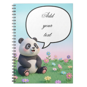 Süßes Panda Personalisiertes Notizbuch für Kinder Notizblock