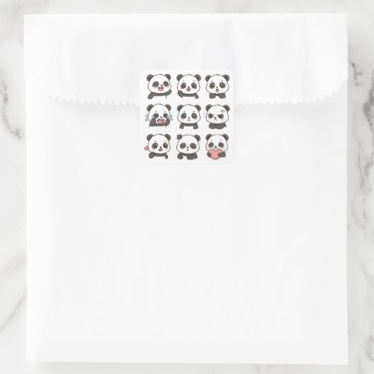 Süßes Panda-Sticker-Pack  Quadratischer Aufkleber (Tasche)