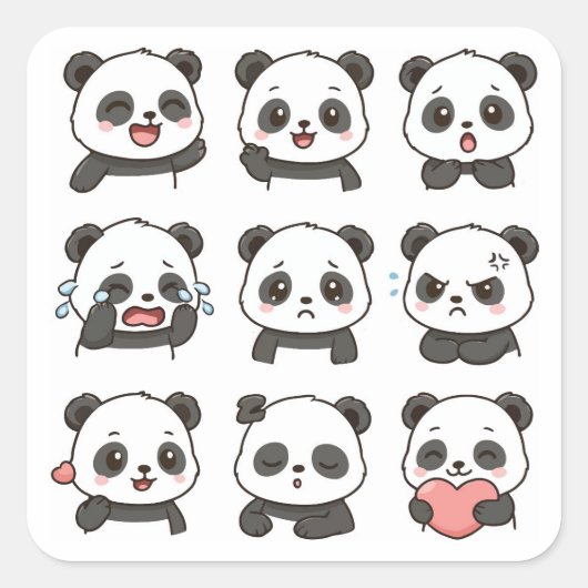 Süßes Panda-Sticker-Pack Quadratischer Aufkleber (Vorderseite)