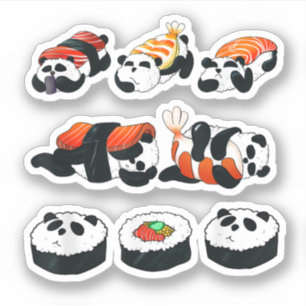Süßes Panda Sushi Umarmen Maki Liebhaber Lustiges Aufkleber