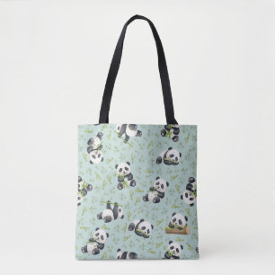 Süßes Panda-und-Bambus-Nahtlosmuster Tasche