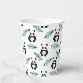 Süßes Panda- und Palmblattmuster Pappbecher (Rückseite)