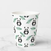 Süßes Panda- und Palmblattmuster Pappbecher (Vorderseite)