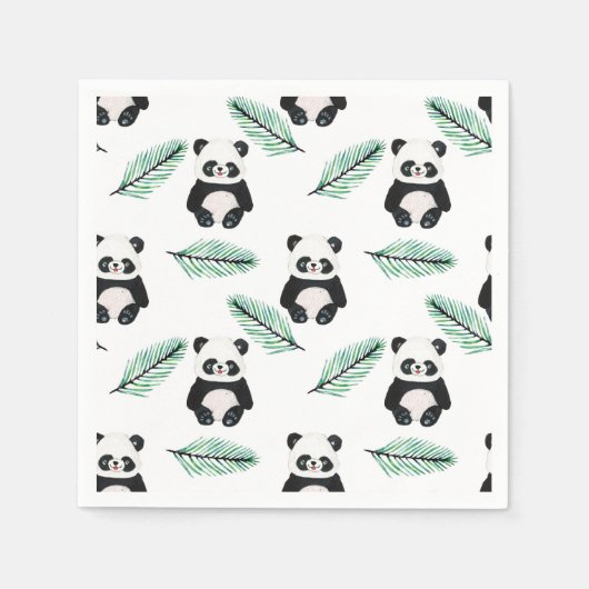 Süßes Panda- und Palmblattmuster Serviette (Vorderseite)