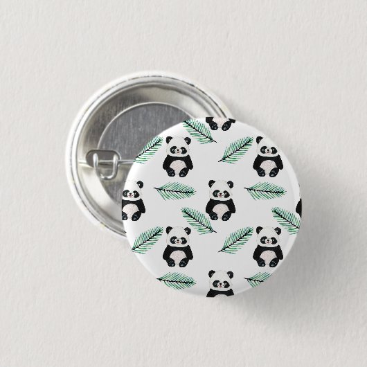 Süßes Panda- und Palmenblattmuster Button (Vorne & Hinten)