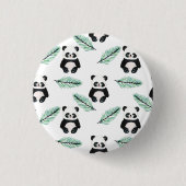 Süßes Panda- und Palmenblattmuster Button (Vorderseite)
