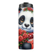 Süßes Panda-Winterrosenbouquet-Wrap Thermosbecher (Vorderseite)
