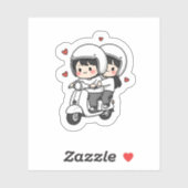 Süßes Pärchen-Roller-Trip | Romantische Reise Lieb Aufkleber (Blatt)