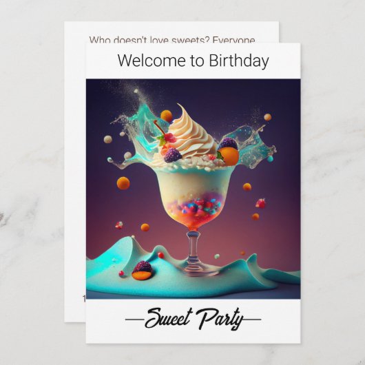 Süßes Party. Originelle Einladung. Save The Date (Vorne/Hinten)