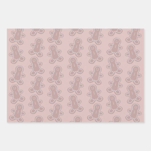 Süßes Pastel Grün, Rosa, Taupe Lebkuchen Geschenkpapier Set (Vorderseite)