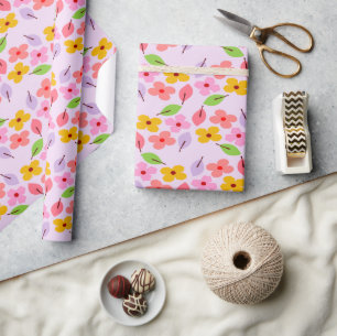 Süßes Pastell-Blumenmuster Soft Pink Weiblich Geschenkpapier