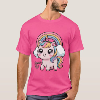 Süßes Pastell-Einhorn mit Regenbogen und Wolken Tr T-Shirt