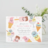 Süßes Pastell Eiscreme Geburtstagsparty Einladung (Stehend Vorderseite)